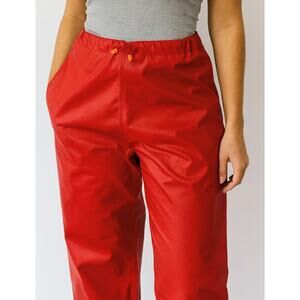 VTG Helly Hansen Y2K Retro Ski Unisex Shell Leather Pants S Red Utility Gorpcore